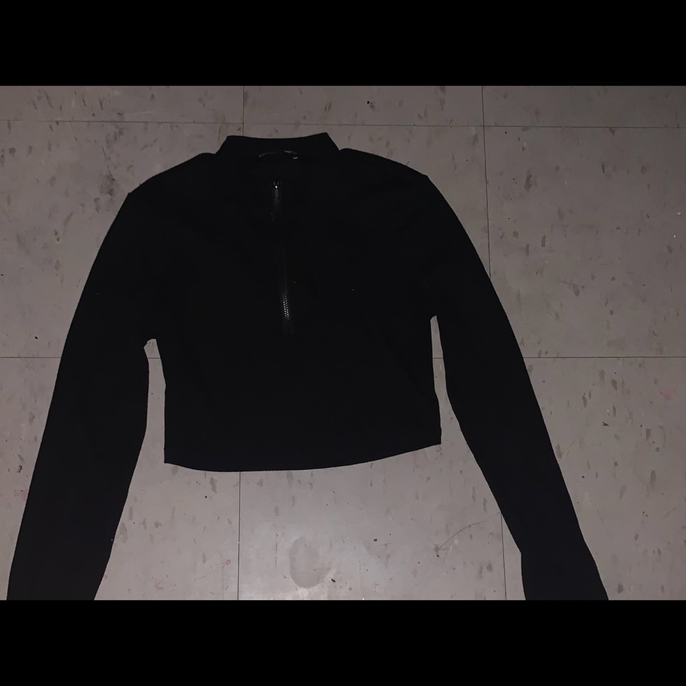 Black Sweater Crop Top